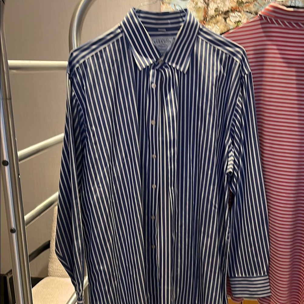 Charles Tyrwhitt Blue Casual Button Down Shirt with Stripes